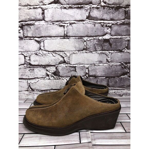 Donald J Pliner Sport Hush Brown Leather Shimmer Clogs Shoes Women Sz 7.5N US/38 - Picture 1 of 16